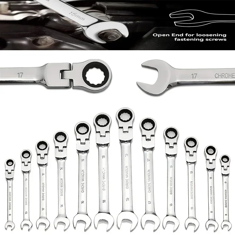 Flexible Ratchet Combination Spanner Wrench for Auto Home Repair