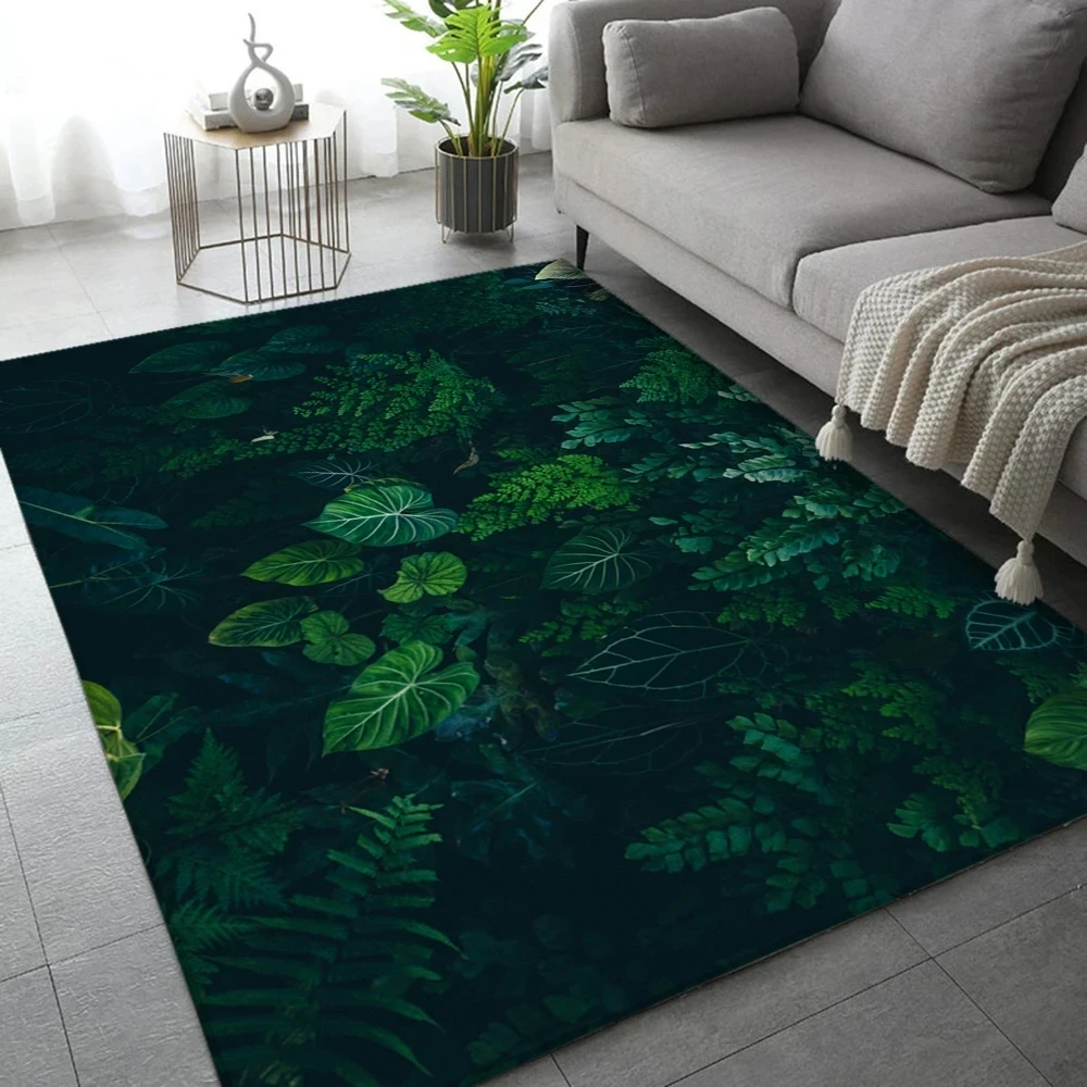 

Tropical Plant Carpet for Living Room Flowers Leaves Pattern Bedroom Entrance Doormat Soft Anti-slip Large Area Rug Home Decor