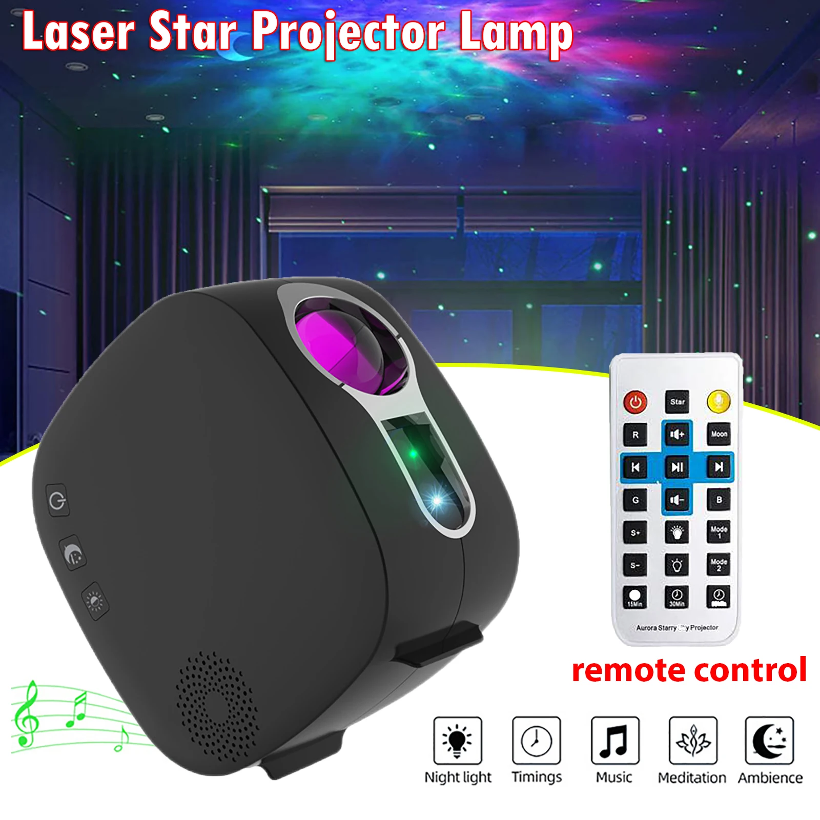 

Smart Starry Sky Projector Light Star Moon Galaxy Night Light Bluetooth Music Player Remote Control Timing Laser Projector Lamp