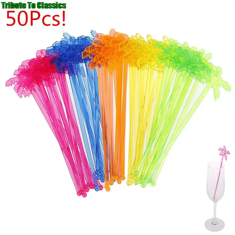 50/100pcs Plastic Night-club Drink/wine Decor Coconut Tree Cocktail Swizzle Sticks Drink Stirrer Coffee Muddler Puddler HOT SALE