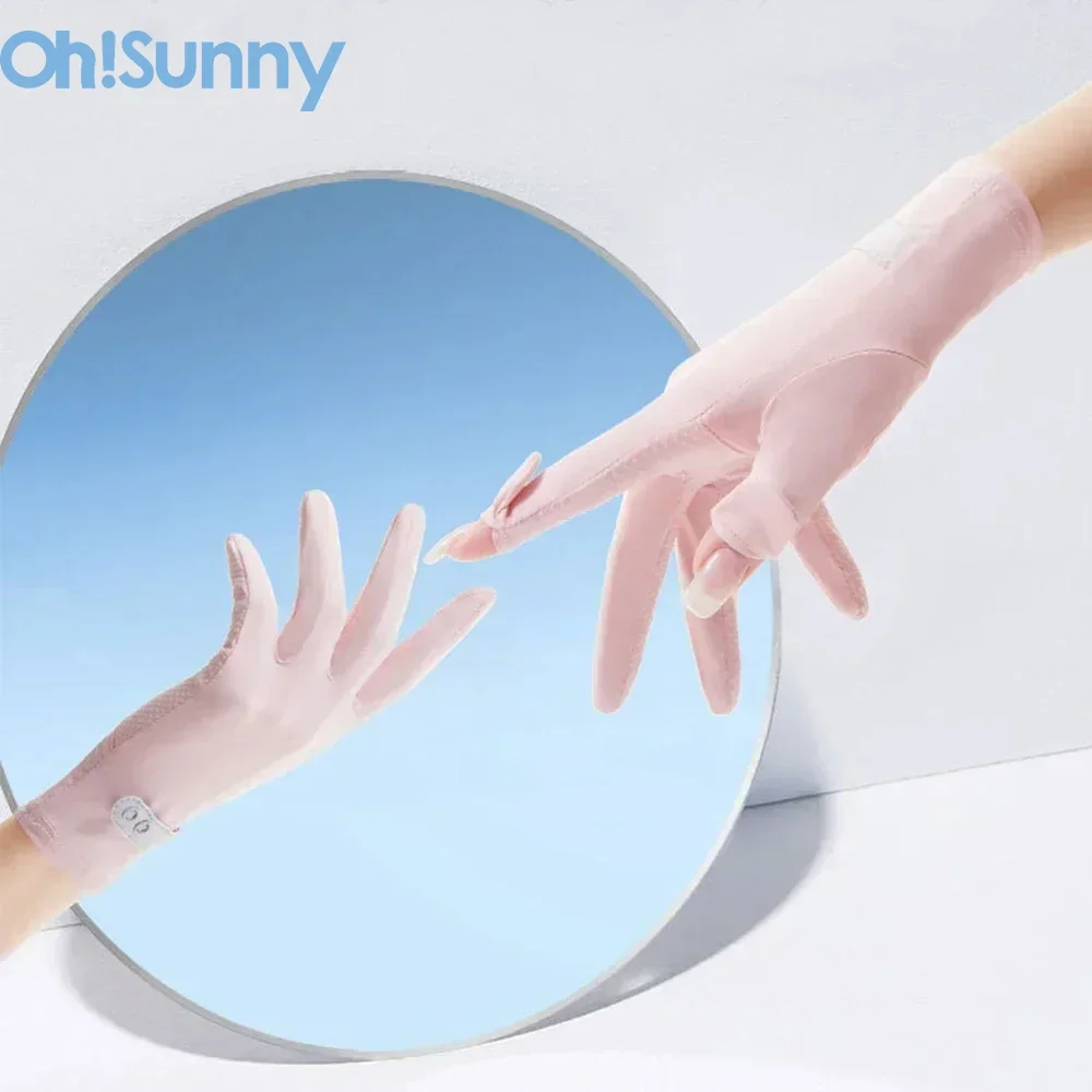 OhSunny Sun Protection Gloves Anti-UV UPF50+ Cooling Fabric Sunscreen Breathable Fingerless Mittens for Outdoor Cycling Driving