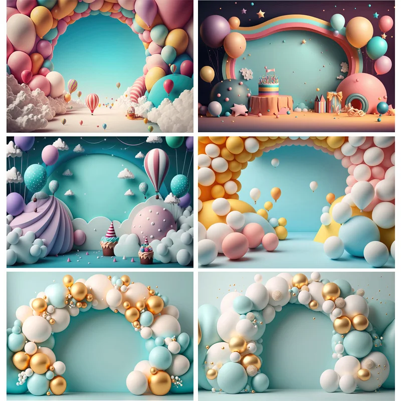 

Vinyl Custom Happy Birthday Photography Backdrops Newborn Airballoon Celebration Children Photo Studio Background Props TA-80