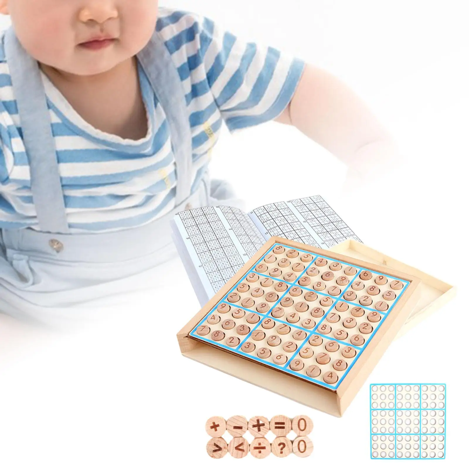 Wooden Sudoku Game Toy Playset Desktop Game Educational Toy Family for Kids