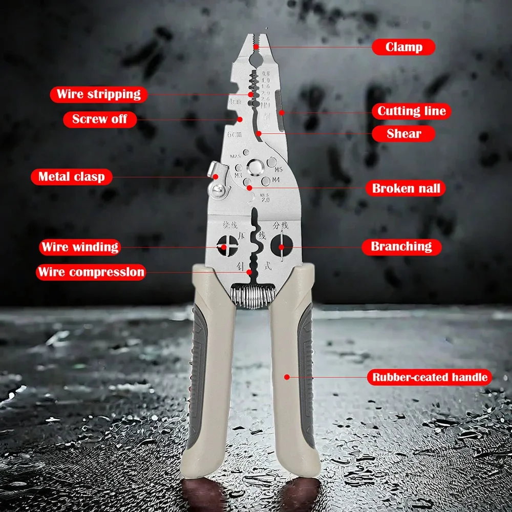 2 ‌ 1-in-1 verstellbares automatisches Elektriker-Multitool, bequemer rutschfester Griff, Abisolierzange, Crimpzange, Kabelschneider, Anschlusszange – Detail 3