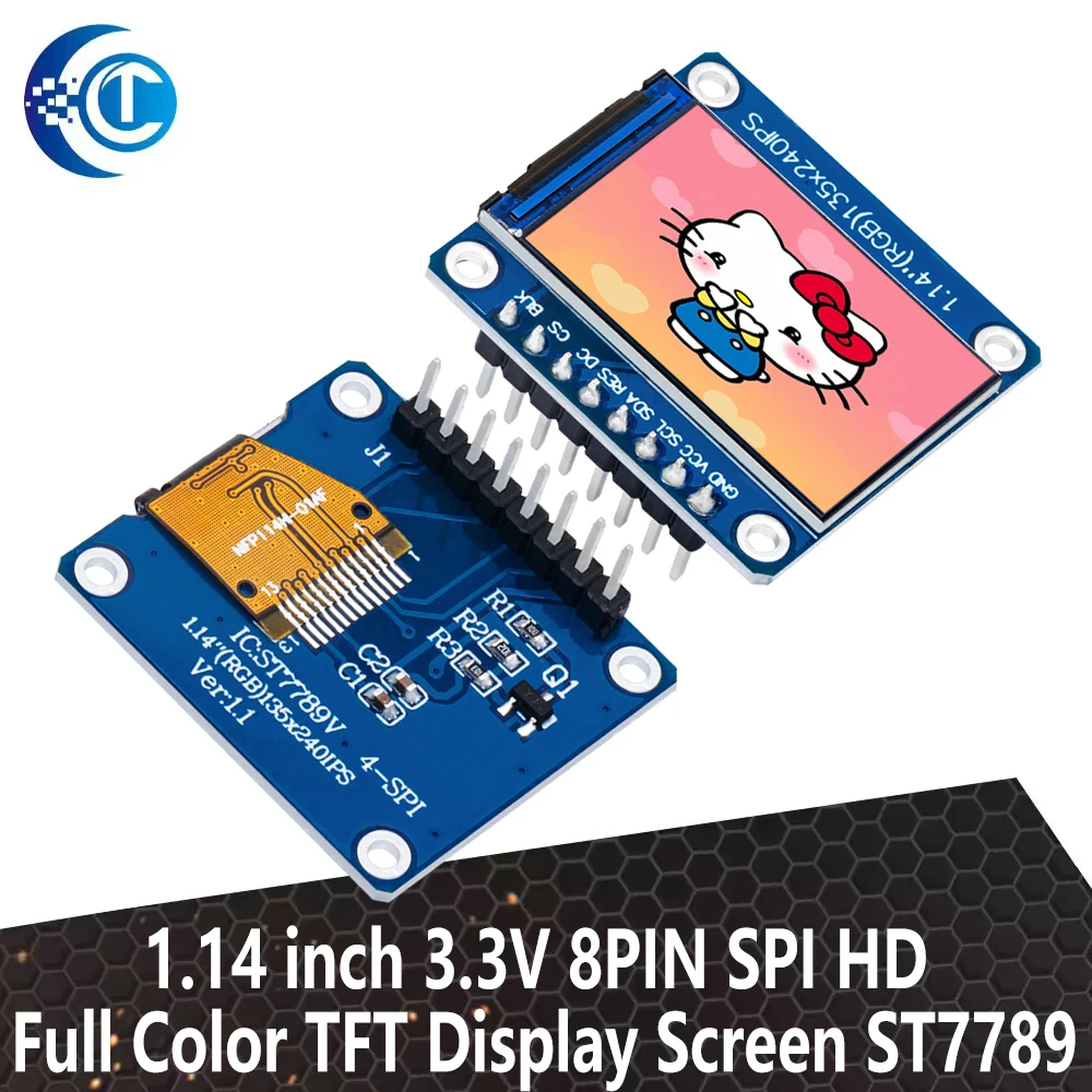 

1 шт. Новый IPS 1,14 дюймов 3,3 В 8PIN SPI HD полноцветный TFT экран ST7789 Привод IC 135*240