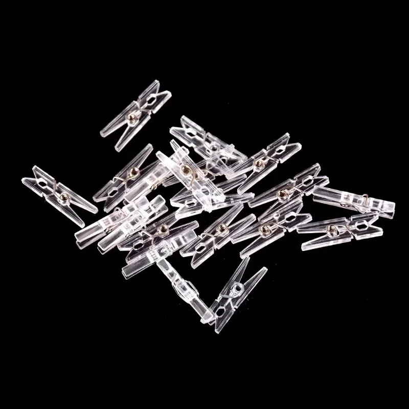 Mini Spring Clips Clear Transparent Clothes Photo Paper For Party Home Decoration