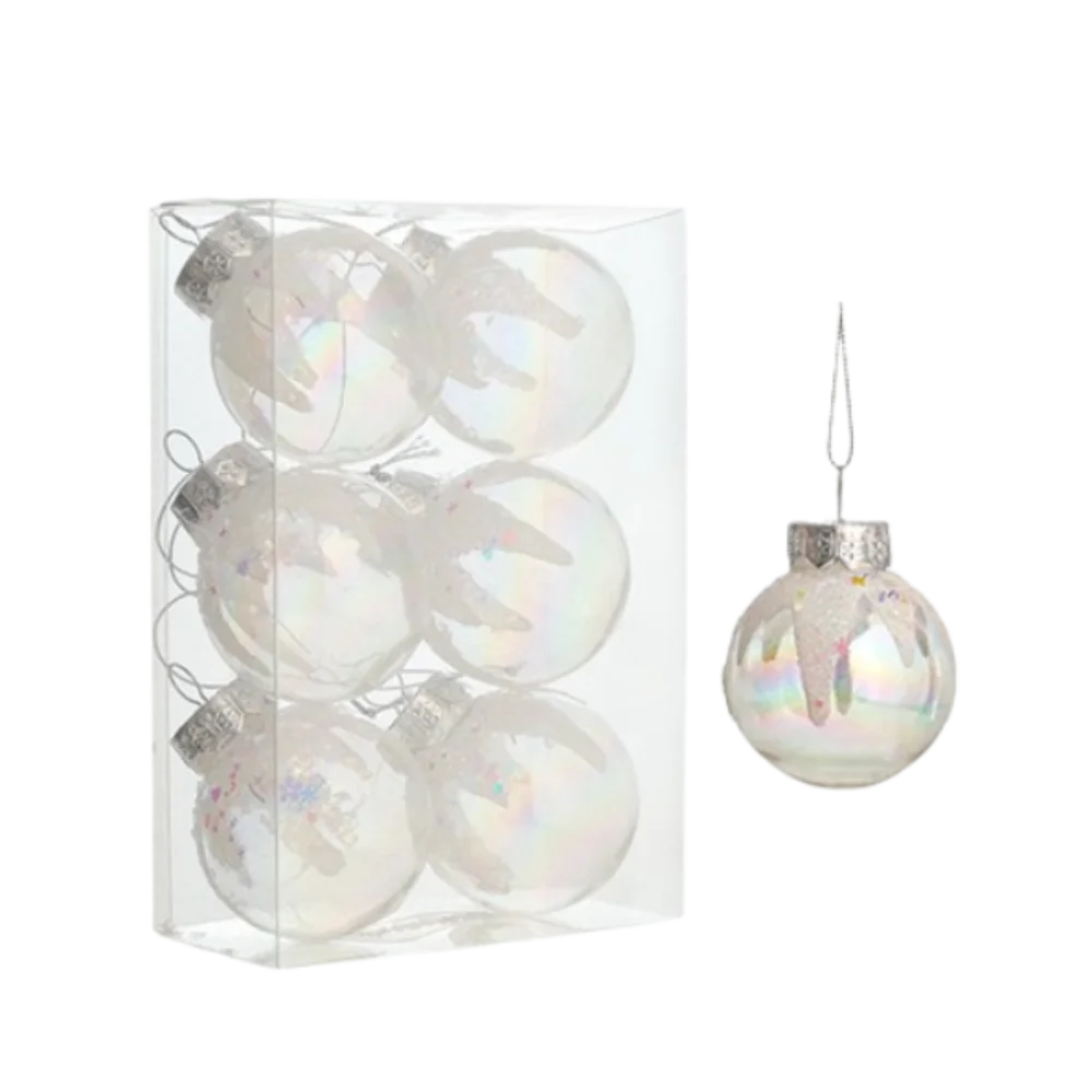 thumbnail image 1 of Juego de 6 bolas navideñas de plástico irrompibles de 6 cm, coloridas, para colgar en la pared, elegantes y reutilizables, para decorar la Navidad, 1 of 5