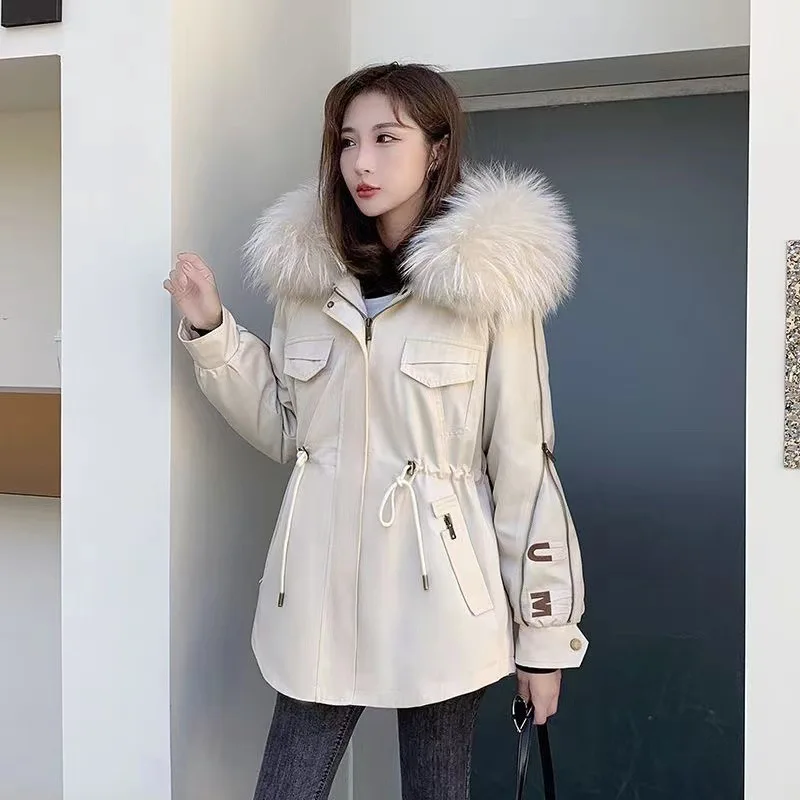 

2023 Autumn Winter New Style Pie Female Fashion Rabbit Hair Inner Fur Collar Removable Mid-length Imitation Fur Coat Female