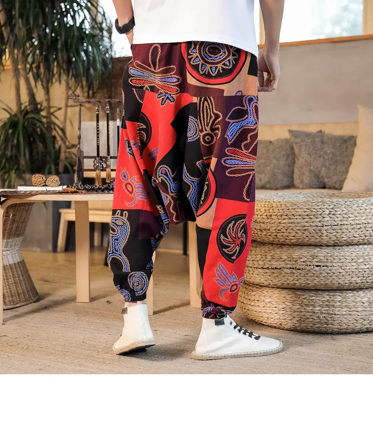 2022 Summer Mens Baggy Cross Pants Men Women Hip-hop Print Wide Leg Pants Male Casual Vintage Long Trousers mens harem joggers