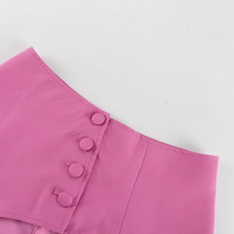 Slim Long Blazer Suits For Women Fashion Pink High Waist Skirts Female Turn Collar Blazer 2 Piece Sets Womens Outfits New