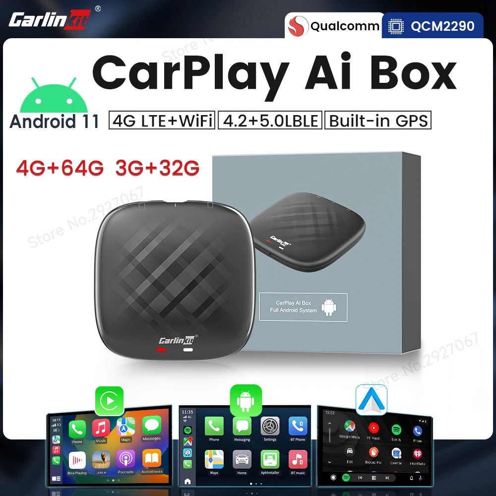 CarlinKit Mini CarPlay Ai Box Android 11 TV Box Wireless CarPlay Android  Auto 4GLTE Wifi Connect PlayStore Streaming Box for Car