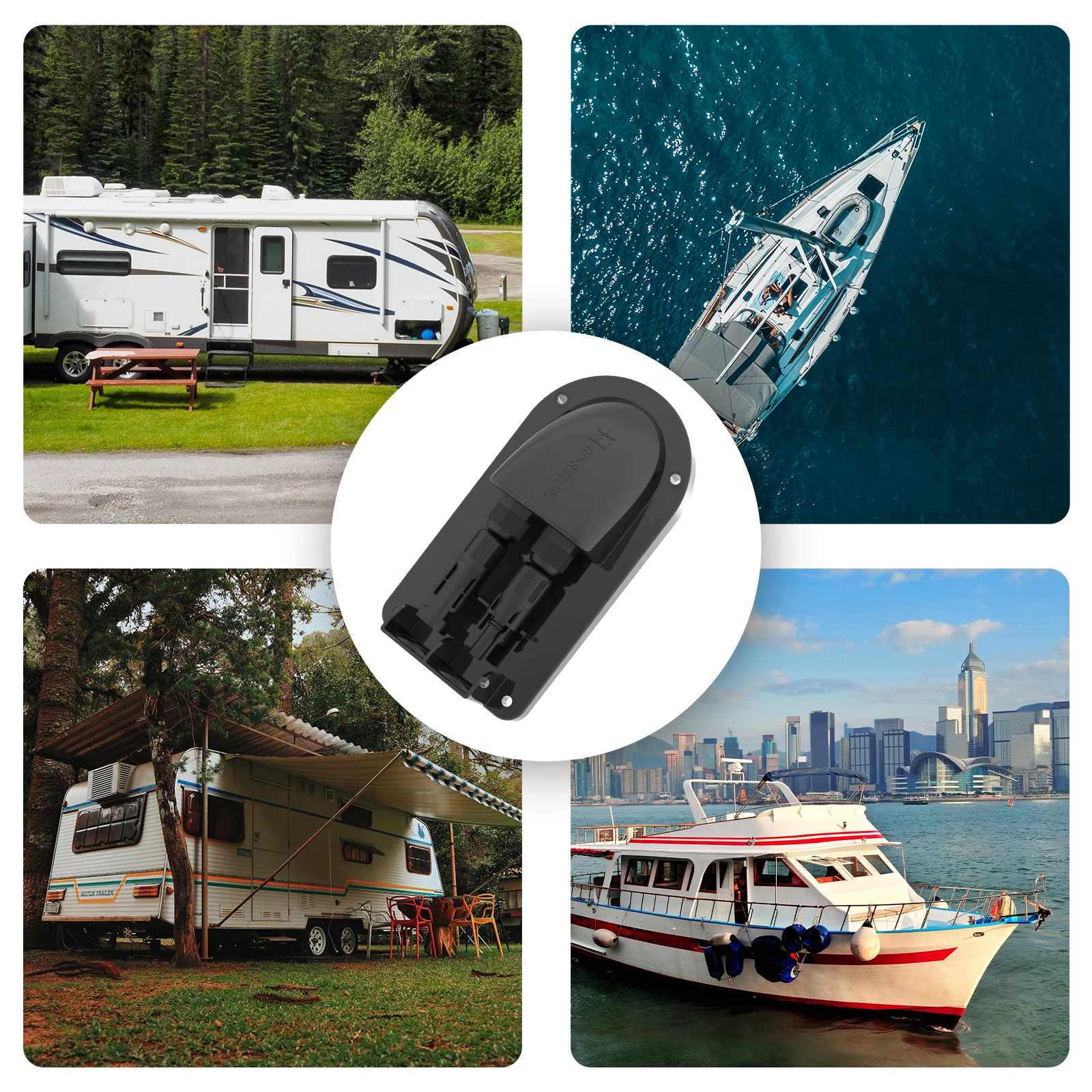 Solar Double Cable Entry Gland Box ABS Waterproof Dual Wire Connector Adapter For RV Caravan Boat