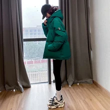 

Women's Casual Bread Down Coat Woman Puffer Jacket Winter White Parka For Women Hoody Zipper Loose Outwear Windbreaker Jacket