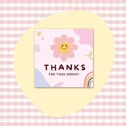 50 - Pack 6cm Cartoon Thank You Cards for Gift Packaging and Holiday Party Decor (Thank You Card 8)