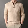 Plus Size 4XL Cashmere Sweaters Men Jumpers Standing Neck Half Height Zipper Long Sleeve Pullovers Fit Male Woolen Knit Jumpers 1