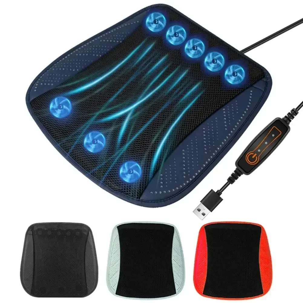 Breathable Car Seat Cooling Pad with USB Fan for Summer