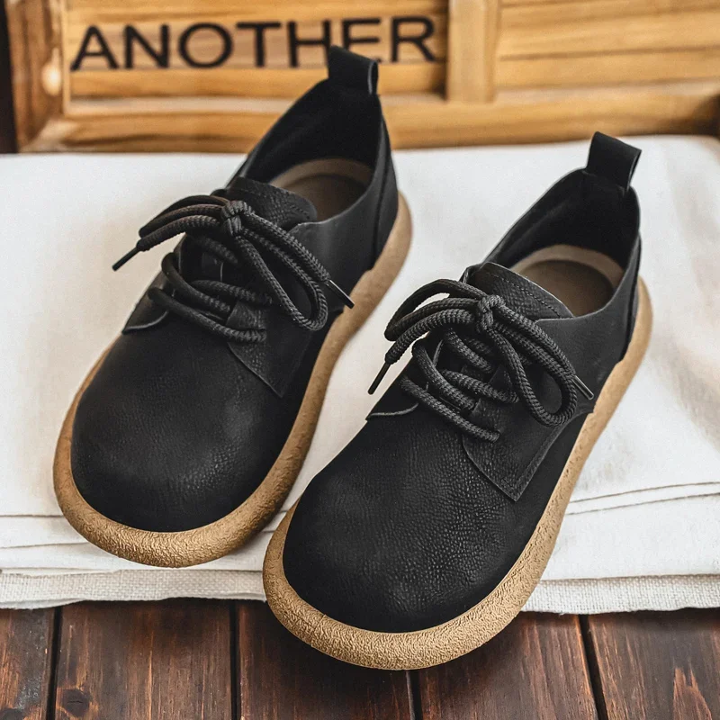 Mode Männer Casual Schuhe Retro Atmungsaktive Leder Schuhe Bequeme Arbeit Schuhe Lace-up Leichte Walking Fahren Schuhe – Detail 17