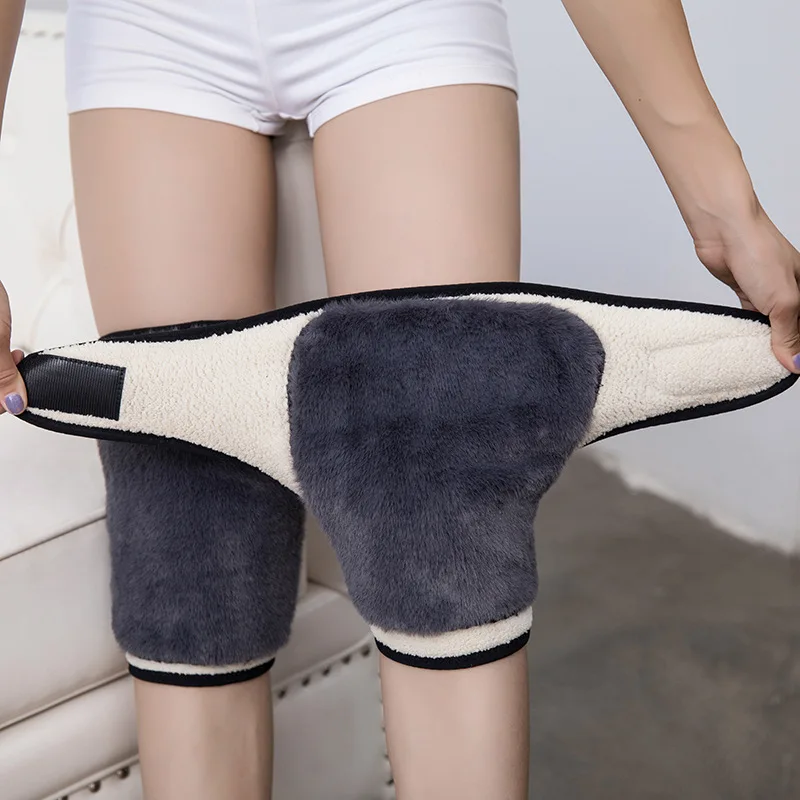 Winter Warm Knee Pads for Women Leg Warmers Men Old People Cold Leg Arthritis Kneepad Knee Support Rabbit Fur Knee Protector