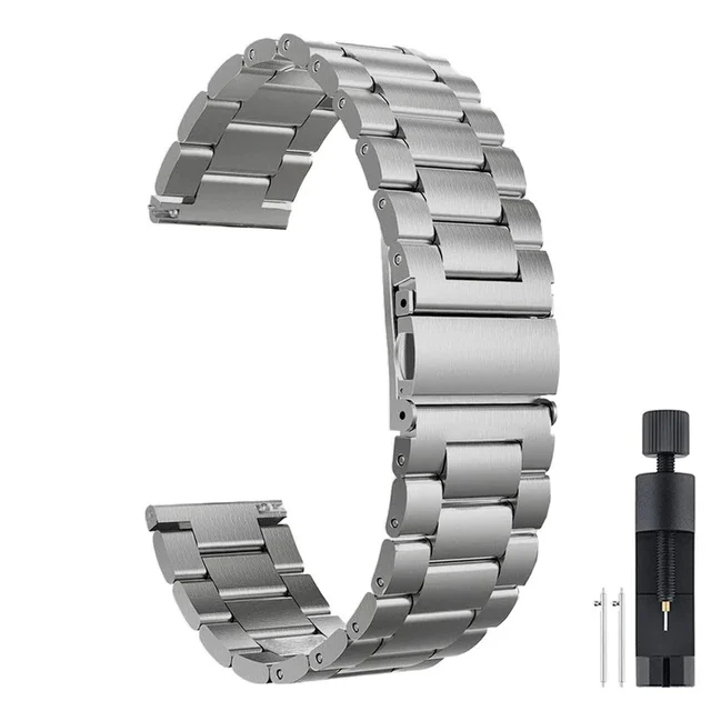Elegant Stainless Steel Watch Strap - Universal 22mm Metal Band Bracelet