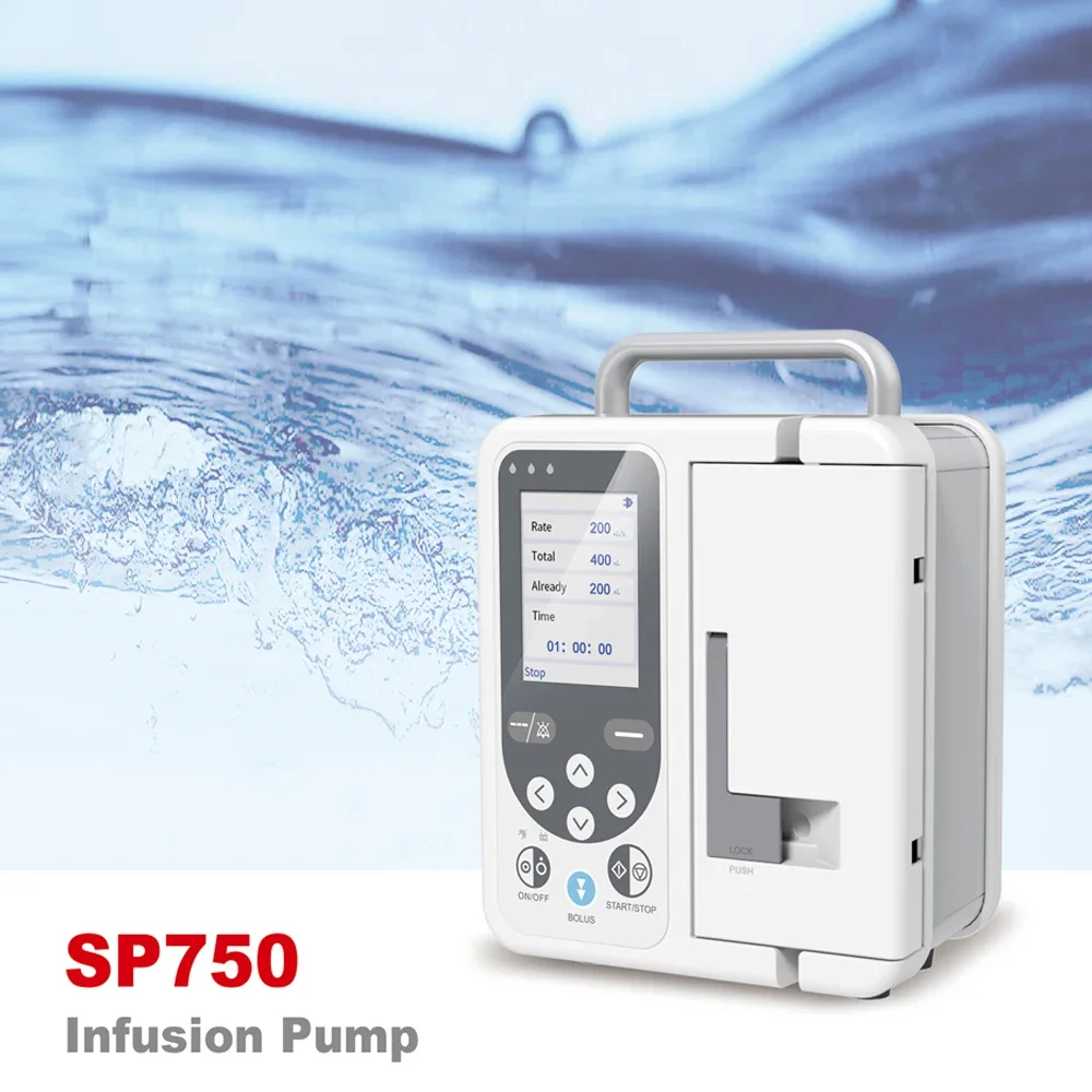SP750 Portable Medical Infusion Pump Electronic LCD Real Time Rechargable High-accuracy Volumetric Digital Syringe Pump Device