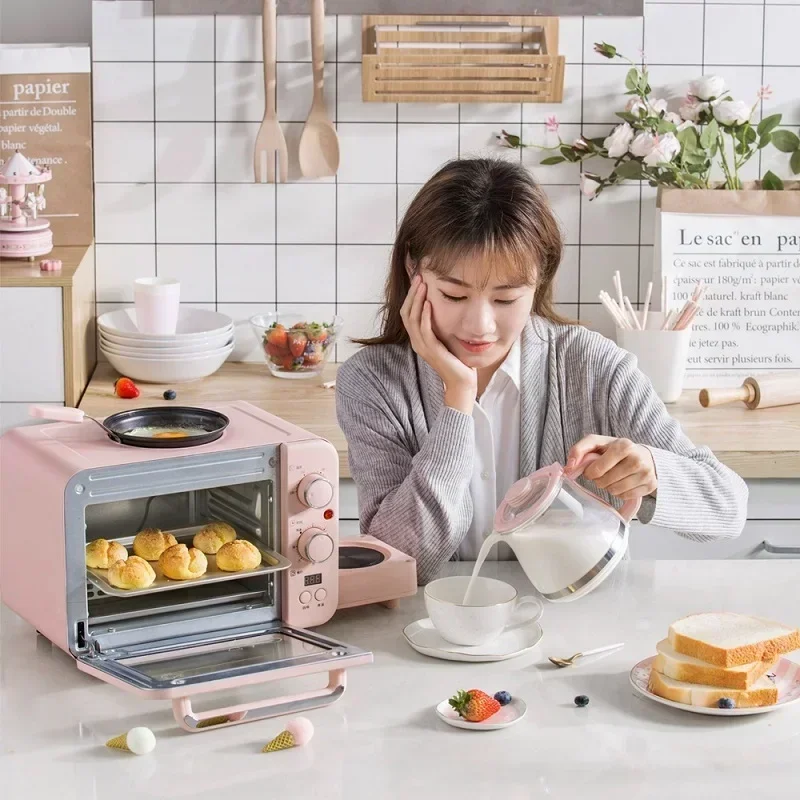 Multifunction Breakfast Machine Mini Household Electric Oven Cake Baking Fry Pan Warm Drinking Pot Toaster Toaster for bread