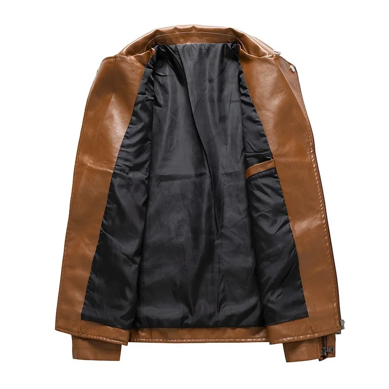 2023 New Youth Men Fashion Leather Coat Casual Outwear Men Lapel PU Leather Jacket Slim Fit Handsome Decorative Rivets Top