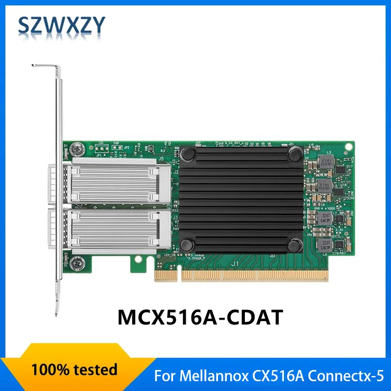 Mellanox Connectx-5 MCX516A-CDAT 네트워크 어댑터, 듀얼 포트 QSFP28 NIC, CX516A, 100GB, 빠른 배송