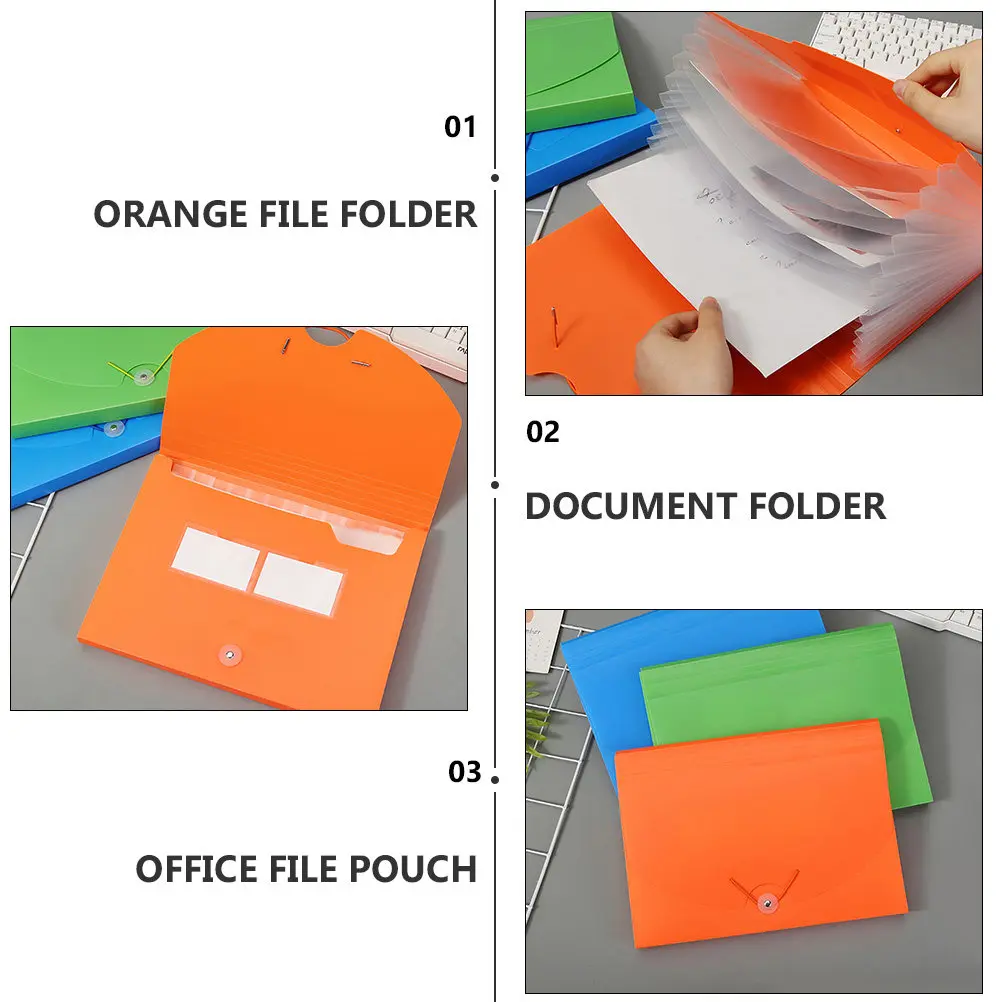1Pcs 문서 폴더 사무실 파일 주최자 오렌지 A4 종이 보관 가방 문서용 휴대용 대용량 파일 보관 주머니