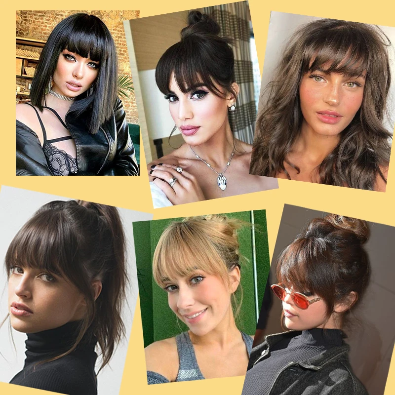 LUPU Synthetic Hair Blunt Bangs With Clip In Hair Extensions Natural False Hair looking For Daily Use Hair Accessories Women