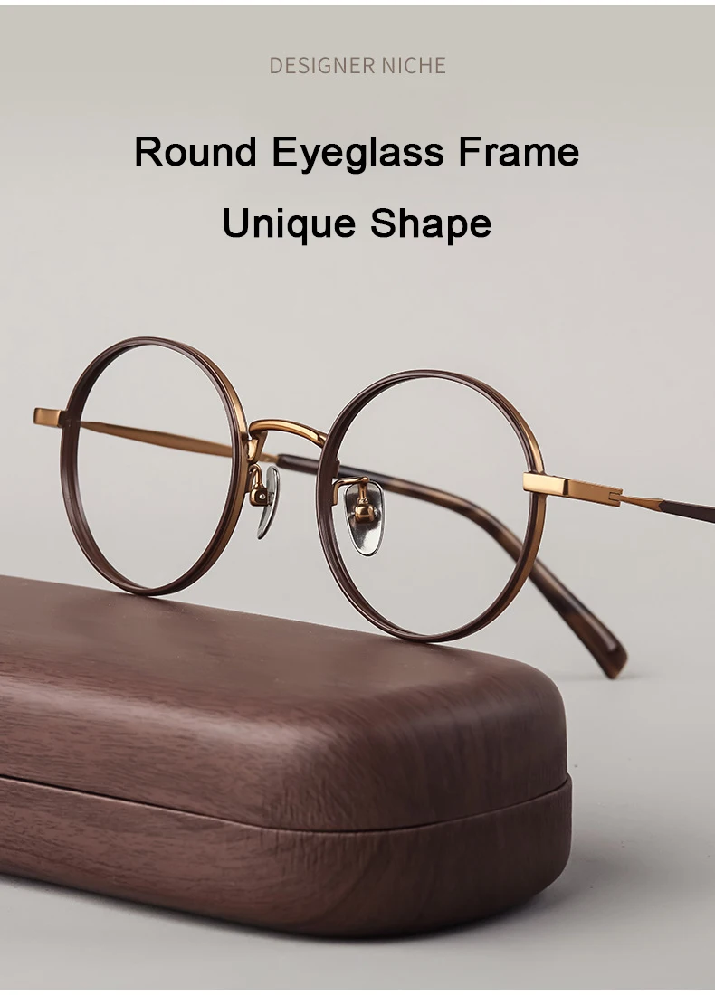 Marke Designer Nische Design Retro Luxus Ultra-licht Reinem Titan Brille Rahmen Kleine Gesichter Oval männer Und frauen brillen – Detail 4