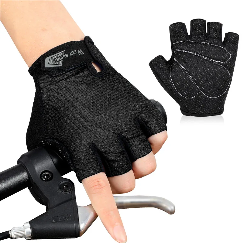 Cycling sports Half Finger Gel Padded Gloves multi-coloured anti slip fingerless 