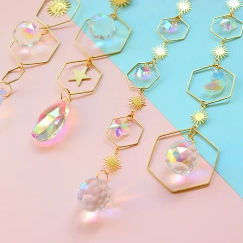 

Rainbow Catcher Crystal Windchimes Pendant Sun catcher Chase Jewelry Wind Chimes Prism Curtain Chandelier Home Car Decor