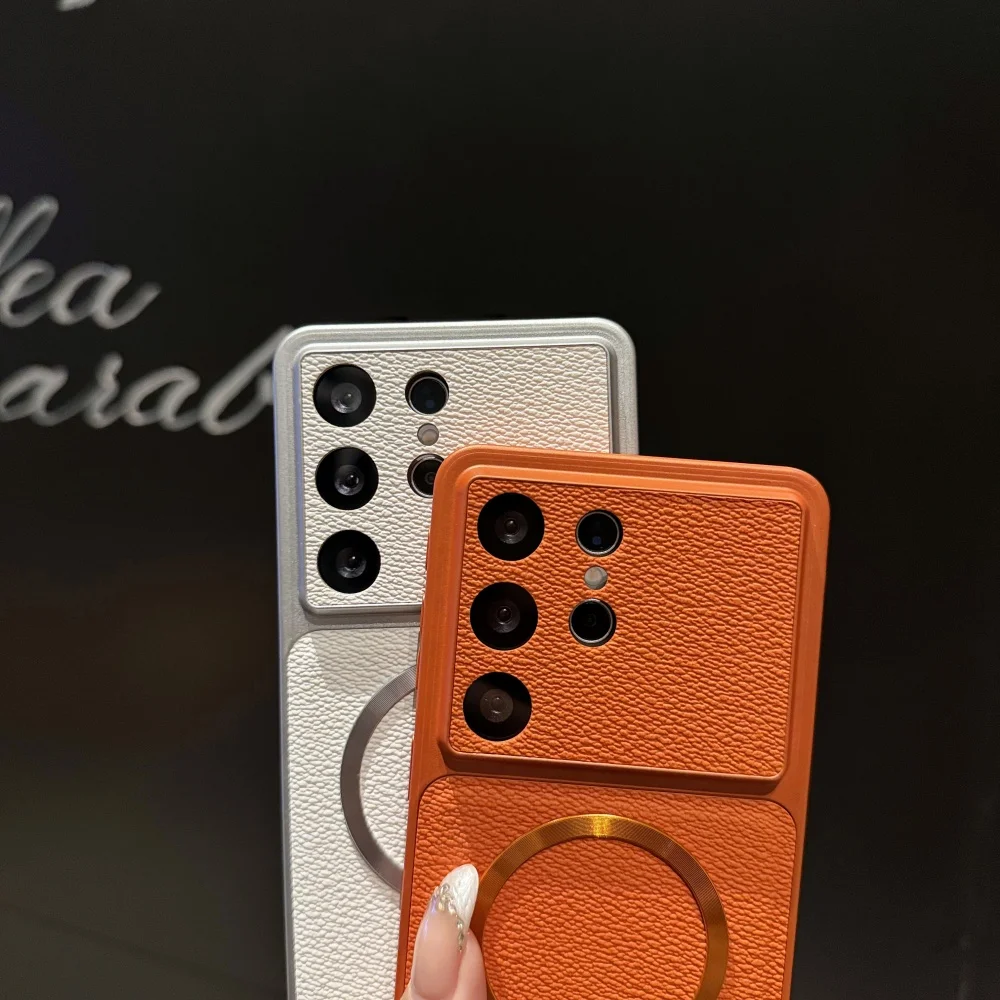 Luxury Leather Texture Shockproof Magnetic Phone Case with Big Window Cover