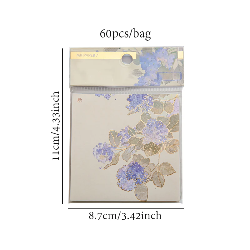 60Pcs/bag Sticky Note Book Dream Of Flowers Series Chinese Style Flower Hot Stamping Sticky Note Written Scrapbook Decoration 3