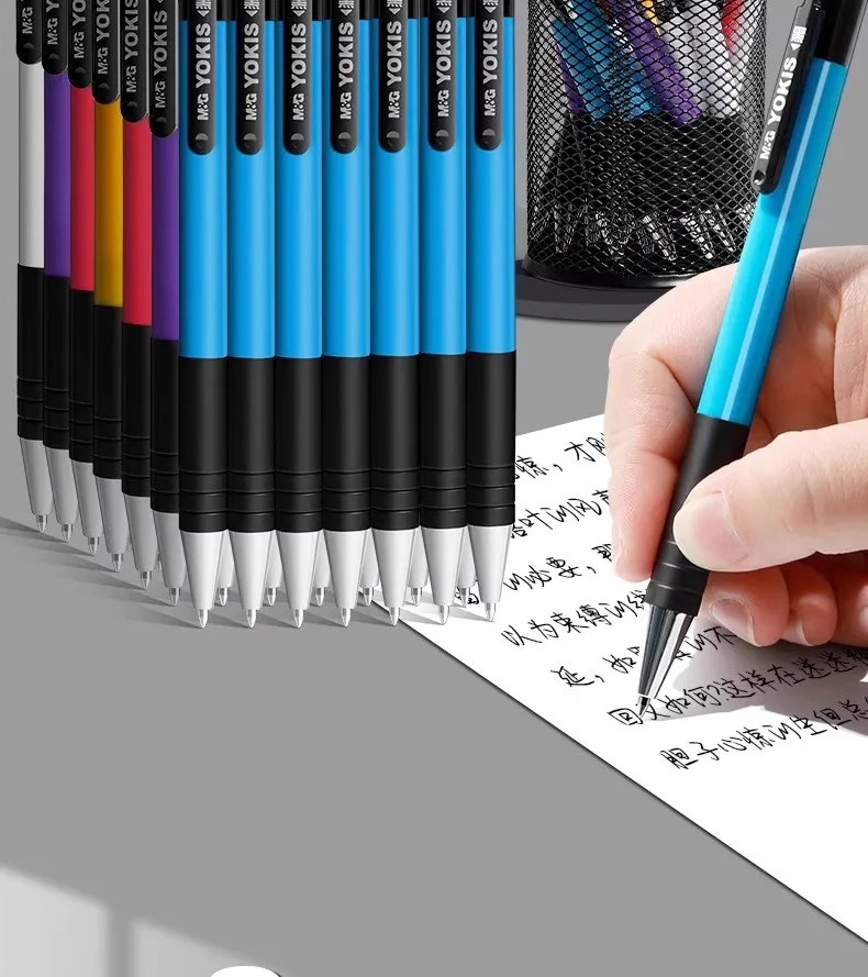 M&G Kugelschreiber, 0,7 mm, ölgefettiger Business-Büro-Kugelschreiber, Schwarz, Blau, für den Einsatz im Büro und Studenten – Detail 2