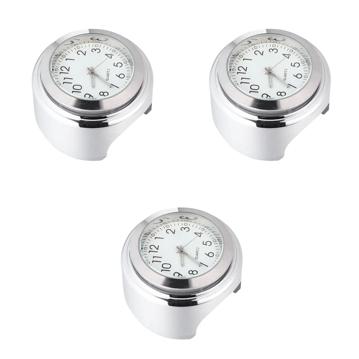 

3pcs Useful Handlebar Clock Luminous Mount Clock Watch for Motorcycle Bike (White)