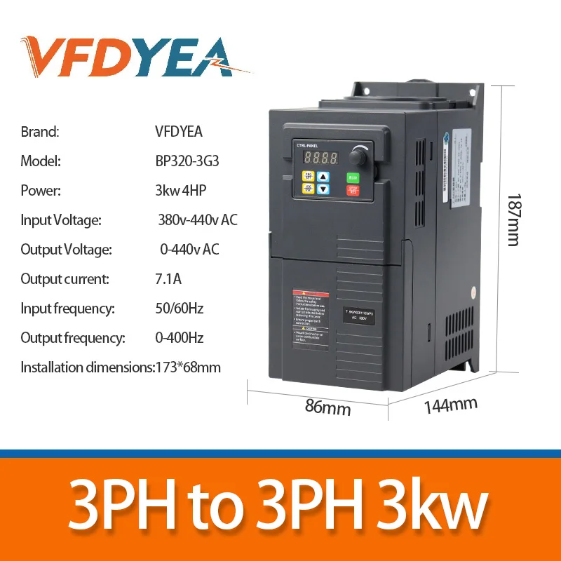Inverter Vfd Da 3Kw Inverter Da 3Ph A 3Ph 380V Convertitore Di Frequenza Di Uscita Convertitore Di Frequenza Variabile