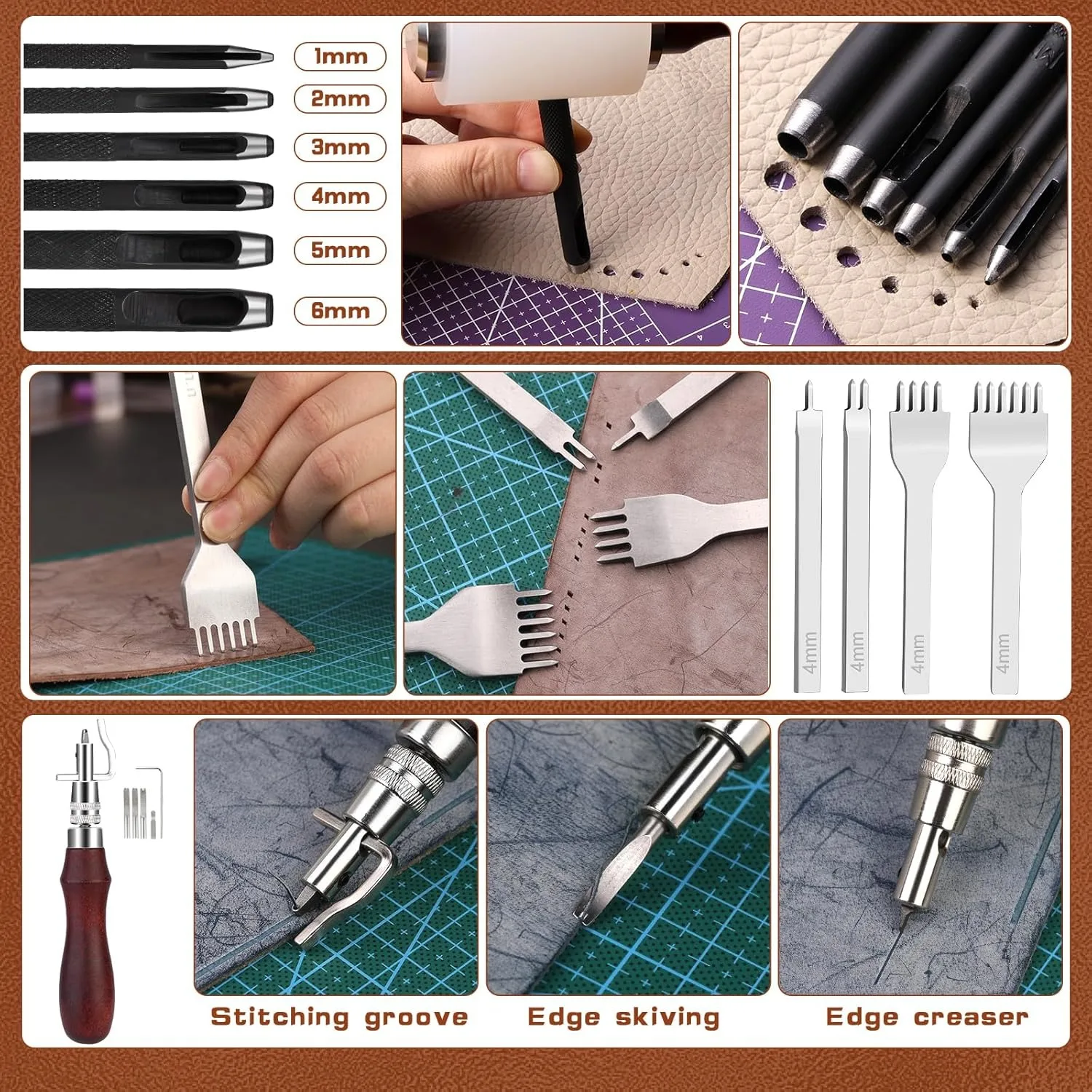Leather Working Kit Leather Craft Tools Storage Bag Craft Making Tooling Kit for Beginners