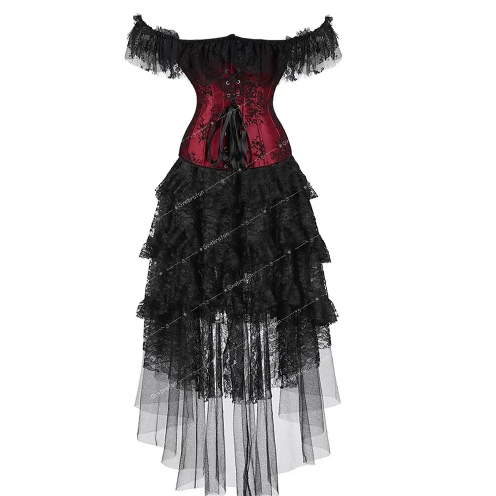 Corset Gothique Manches Longues Avec Jupe Tulle - Costume Cosplay, Halloween, Soirée à Thème - Femme