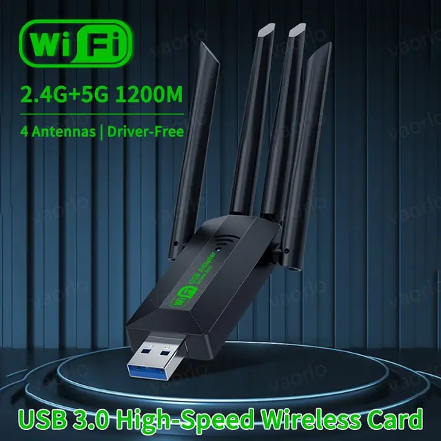 1200Mbps WiFi USB Adapter Dual Band 2.4G+5Ghz Wi-Fi Dongle 4 Antenna 802.11AC USB3.0 High-Speed Wireless Card Receiver PC/Laptop 2