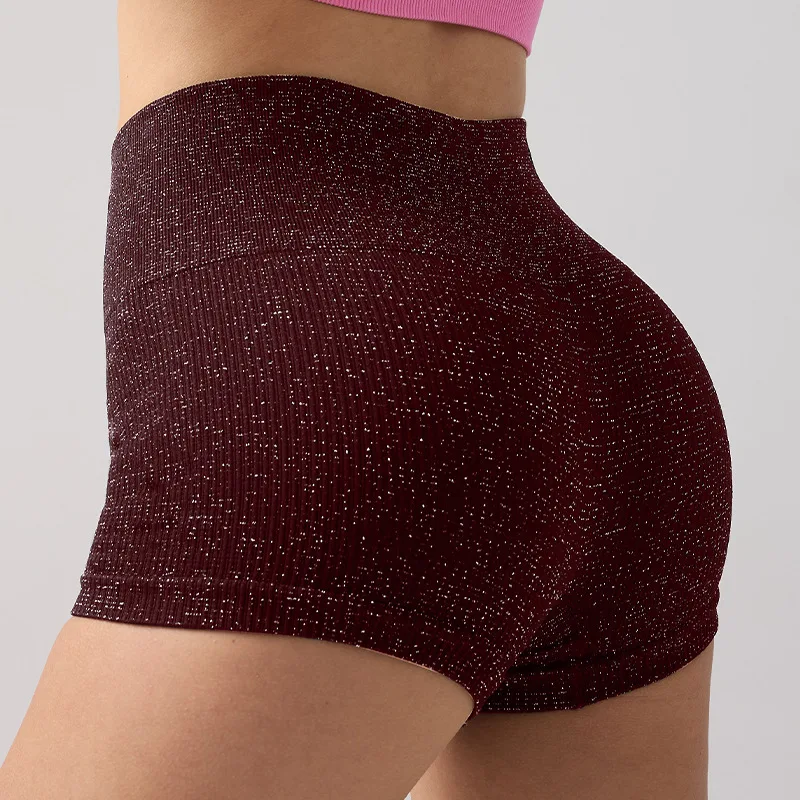 High Waisted Yoga Shorts Women Silver Wire Slim Shorts Gym Exercising Sexy Hip Liftting Leggings Fashion Three Point Yoga Pants