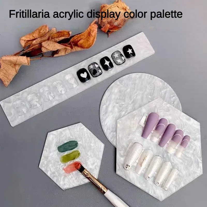 

Acrylic Nail Art Display Board Palette Piece Round Square Long Marble Texture Background False Nail Showing Shelf Manicure Tools