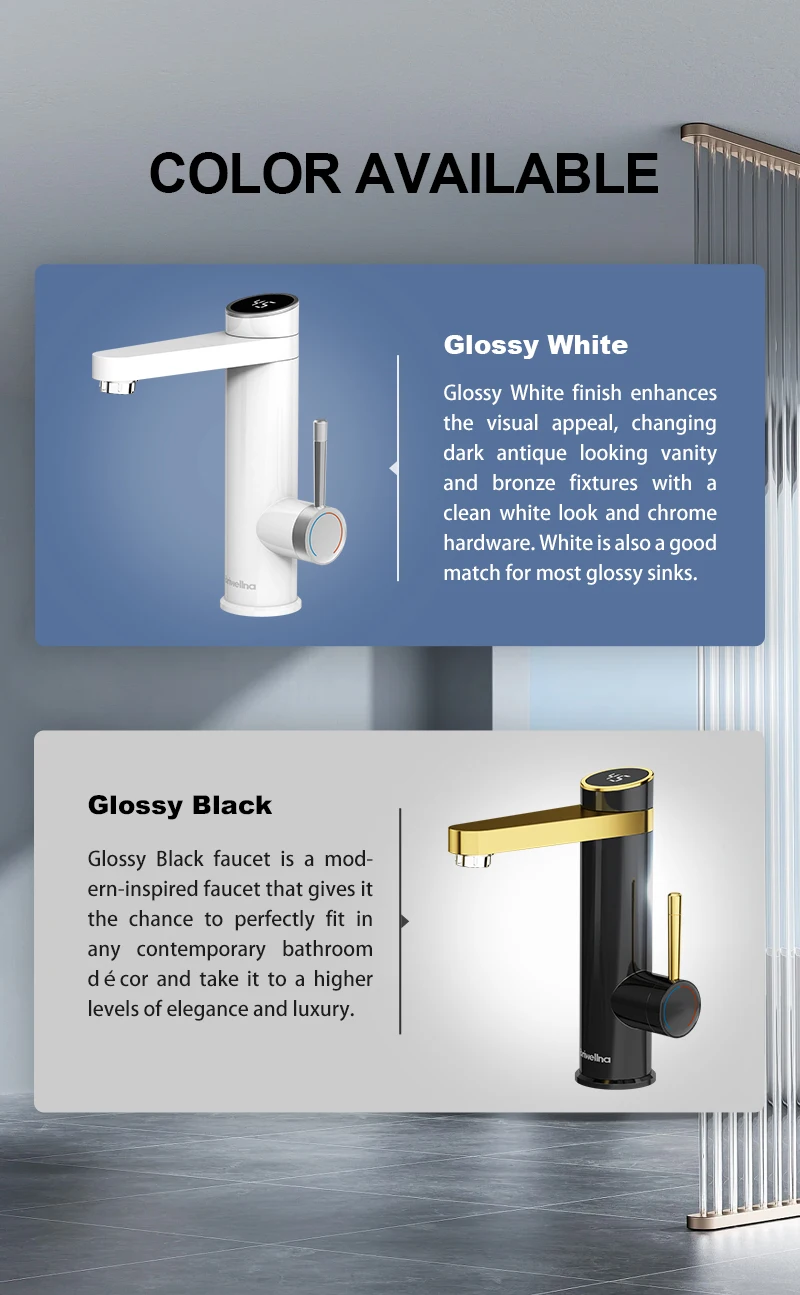 Description Picture 5 of itemBriwellna Electric Water Heater 220V Basin Faucet Heated Water Tap 120° Swivel Spout Intelligent Water Heater Mixer Geyser