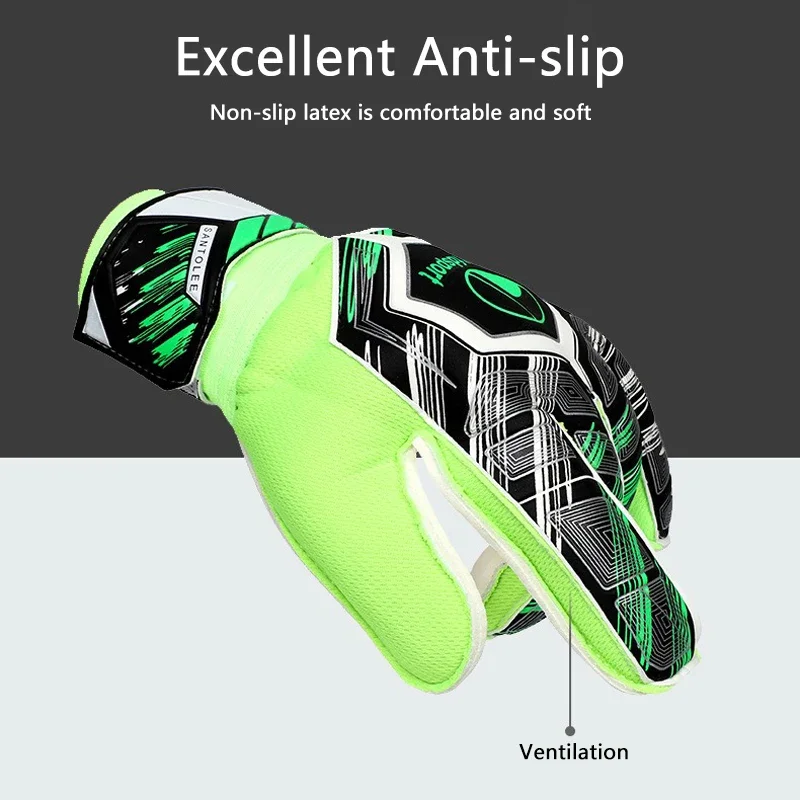 Childs Professional Goalkeeper Gloves Kids Football Latex Thickened Protection Goalkeeper Gloves Soccer Goalie Non-slip