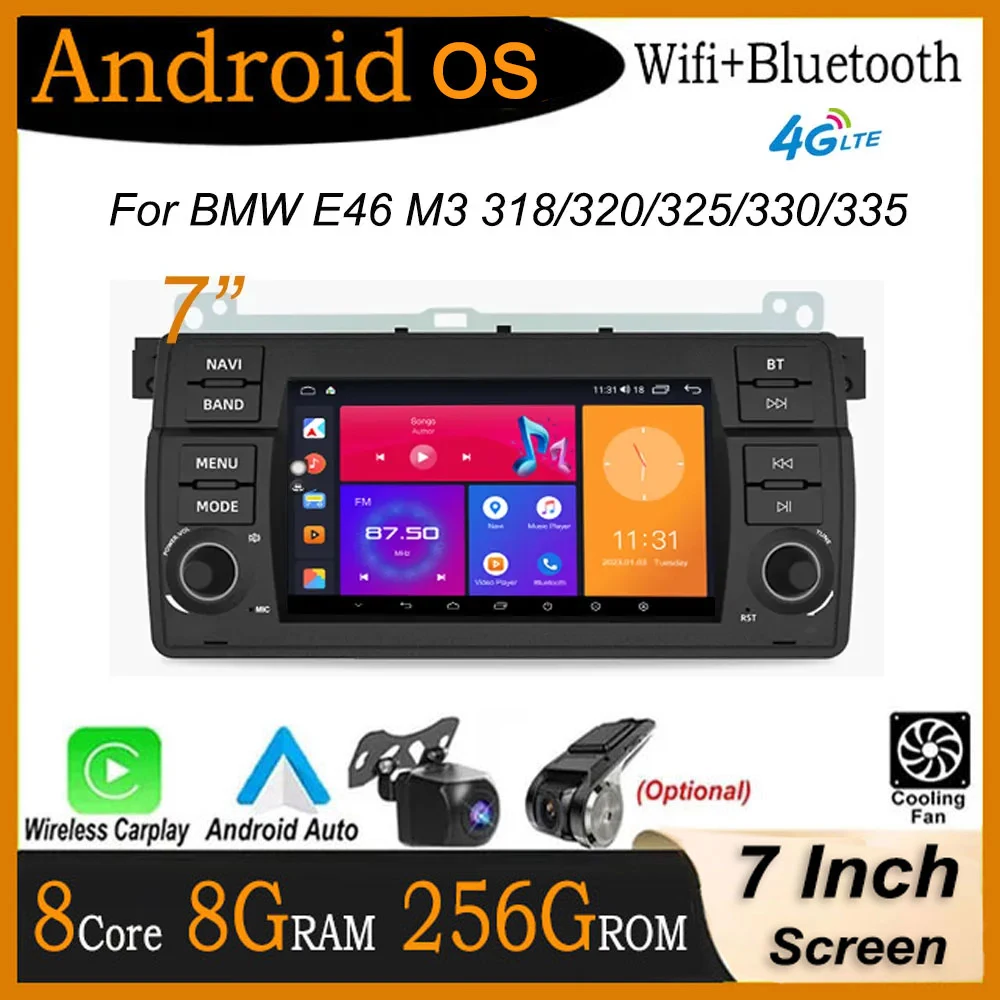 

7" DSP With cooling fan Wireless Carplay Android Auto Car Radio For BMW E46 M3 318/320/325/330/335 Multimedia GPS autoradio 4G