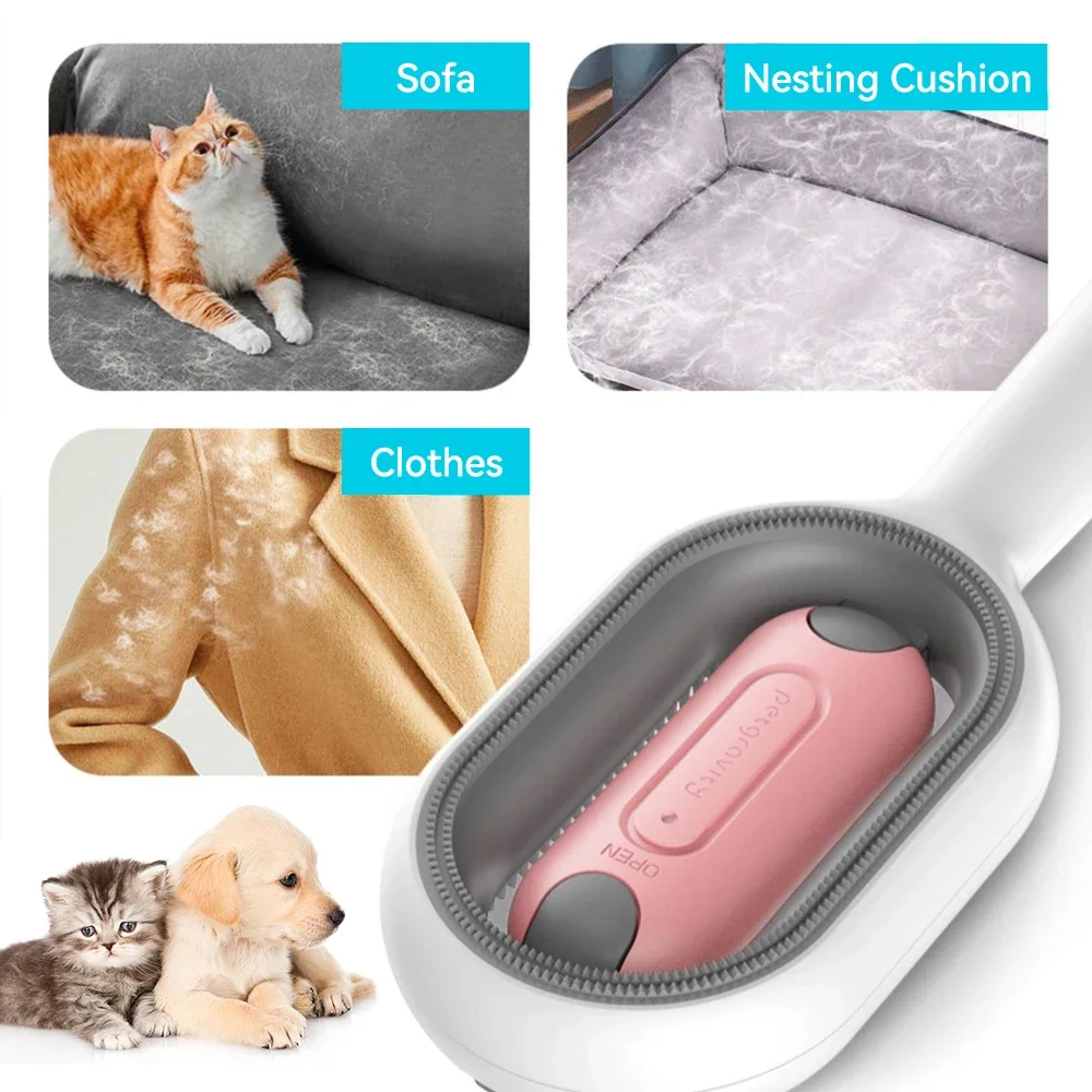 Cat Brush Long Hair Remover Brush for Dog Cat Silicone Pet Grooming Comb with Wipe and Water Tank Pet Product Accessories 4