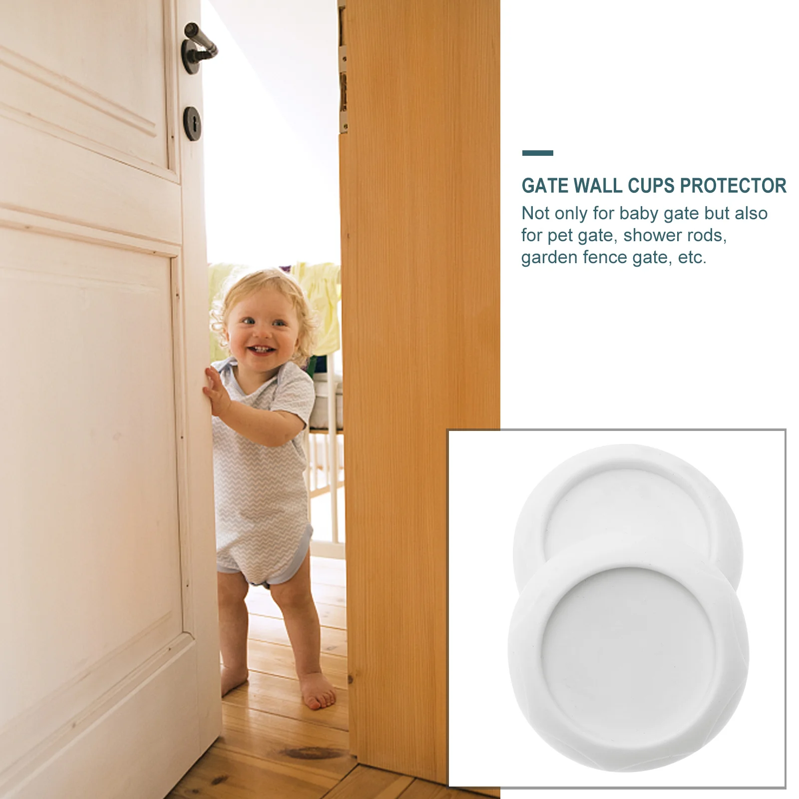 2 Pcs Wall Protector Gate Cups Bumpers Pad Savers Pet Baby No Punching Door Safety