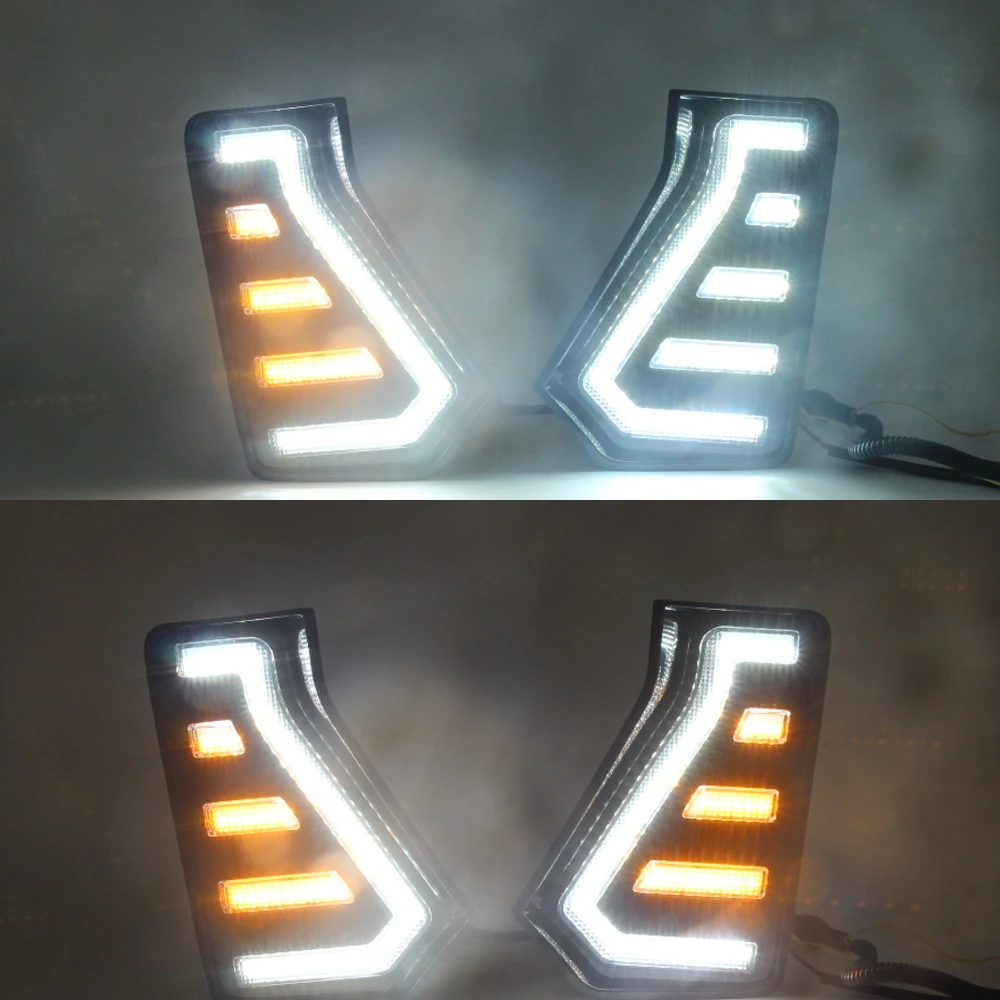 thumbnail image 1 of Para Toyota Tacoma 2024 2 piezas 12 V LED DRL luces de circulación diurna luces de giro parrilla delantera parachoques lámpara antiniebla, 1 of 4