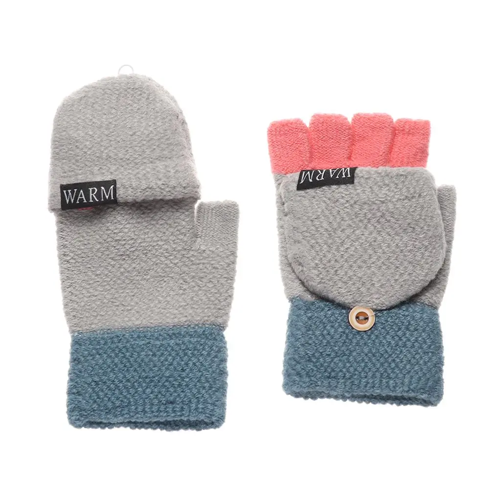 Wool Knitted Half Finger Gloves for Men and Women Winter