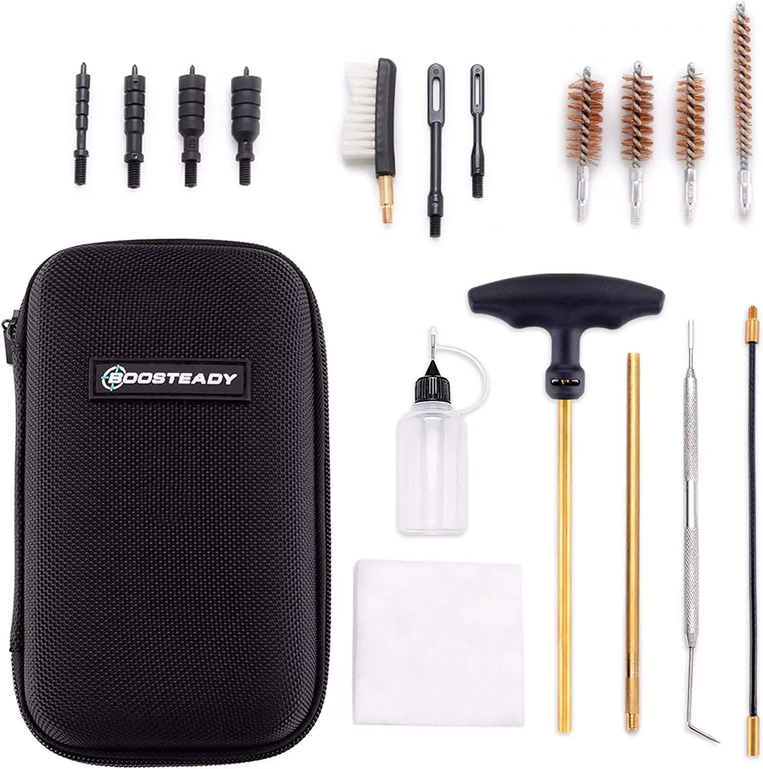 Zestaw do czyszczenia pistoletów do szczotek pistoletowych kalibru .22.357/.38/9mm.45 z elastycznym kablem powlekanym i butelką w etui zapinanym na zamek